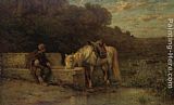 Adolf Schreyer A Rest by the Fountain painting